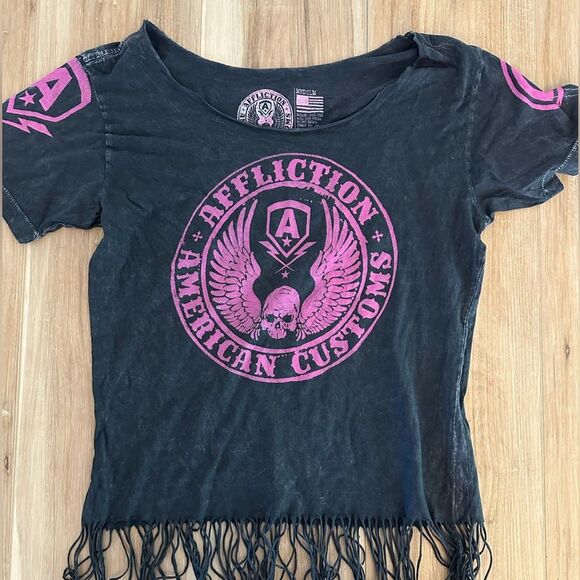 Affliction Fringe Tee M - Picture 1 of 5